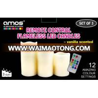 3 Pack (4", 5", 6") of Outdoor / Indoor Flameless LED Remote Control Real Wax Candles with Remote and Timer